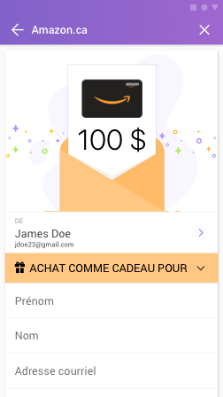 Envoyer une carte cadeau